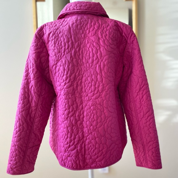 Talbots Quilted Rosette Magenta Puffer Barn Jacket size Small new with Tags - Picture 6 of 16